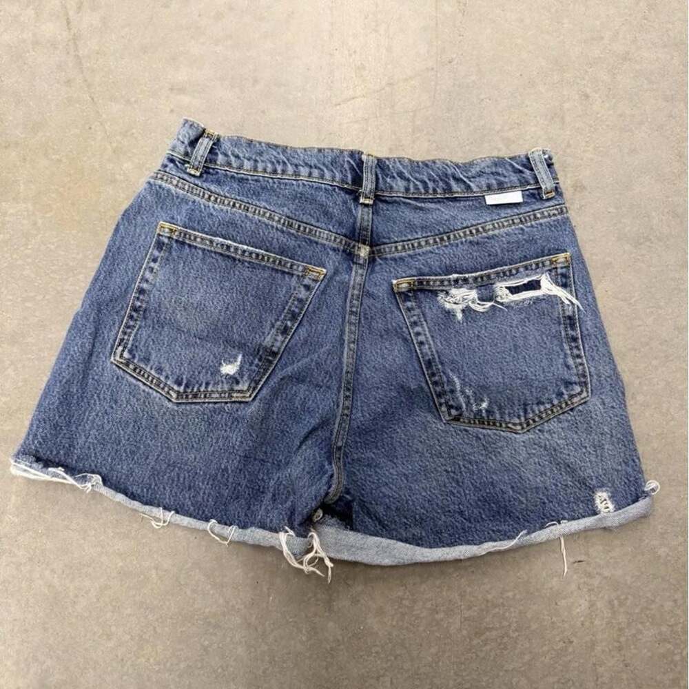 Boyish The Monty Distressed High Rise Denim Shorts